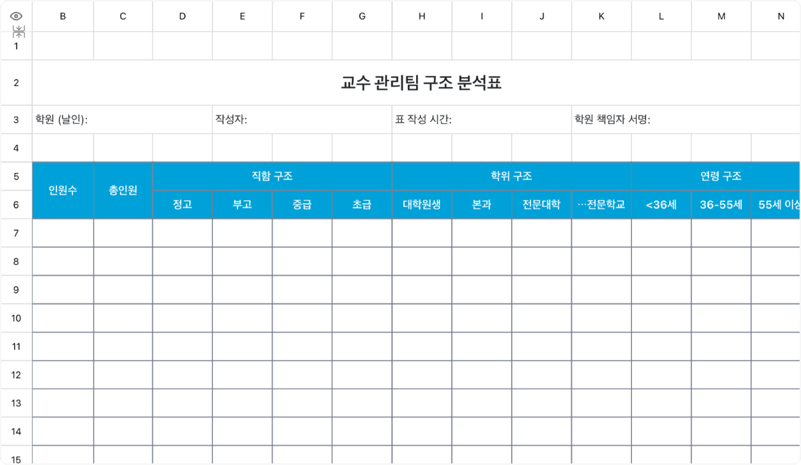 교수 관리팀 구조 분석표